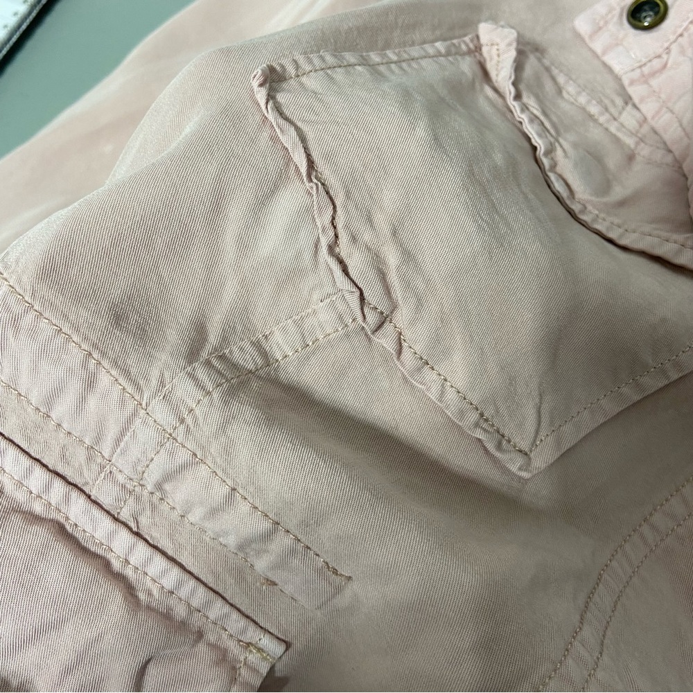 Sanctuary Blush Pink Blouse FLAW Women's Medium Button Front Drawstring Waist - Picture 5 of 10